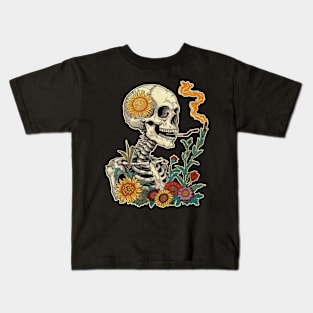 skeleton smoking chillin Kids T-Shirt